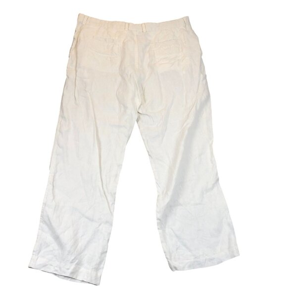 Island Importer Mens 100% Linen Trousers Size 38 White Straight Casual Beach - Picture 2 of 10